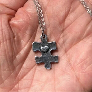 Autism Awareness Puzzle Piece 925 Silver Necklace